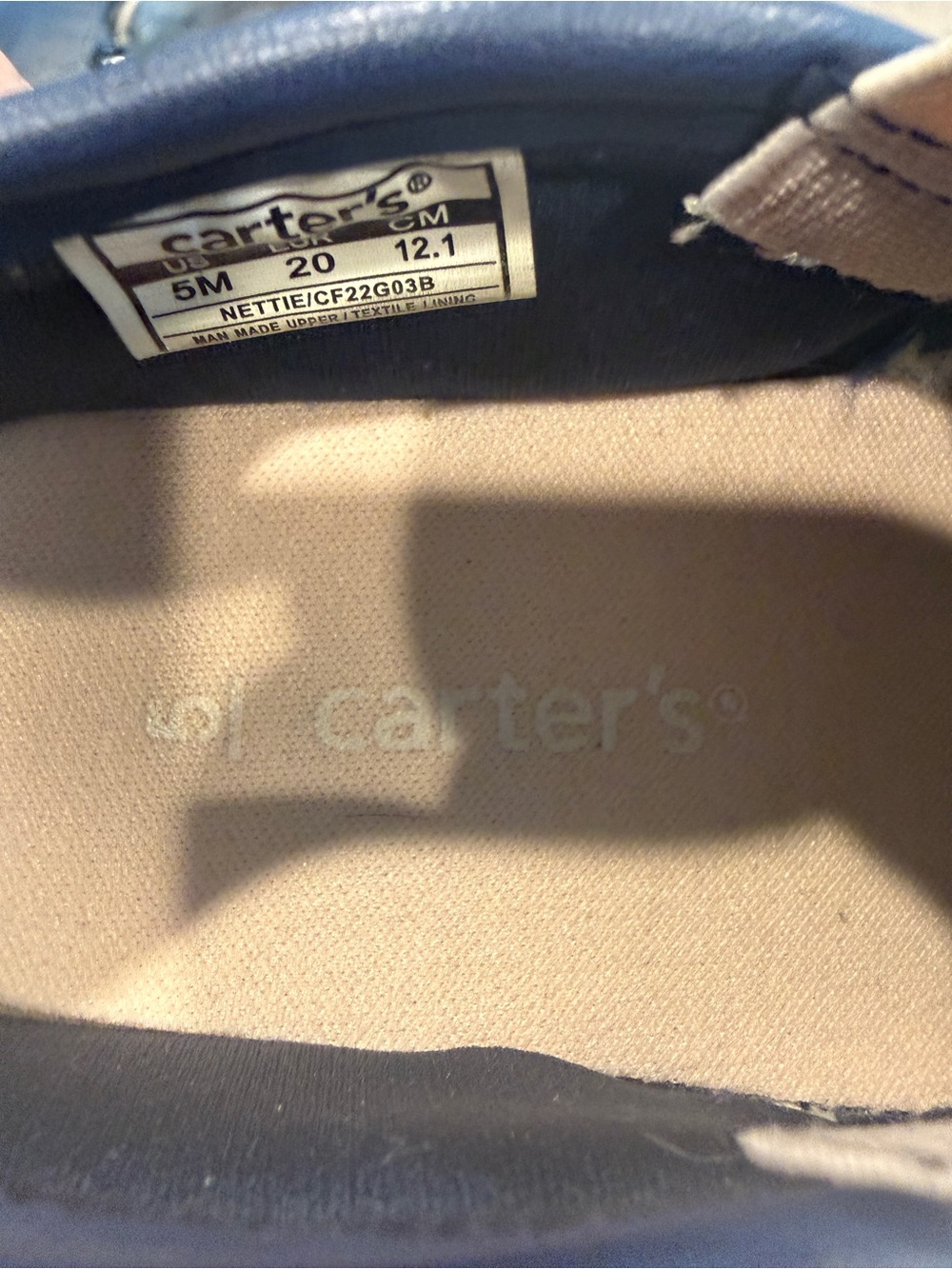 Carter’s Toddler Floral Slip-On Shoes Size 5 Navy Canvas Sneakers - Picture 7 of 7